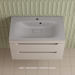 Style Line Тумба с кварцевой раковиной жасмин Остин 80 подвесная серый шелк – фотография-2